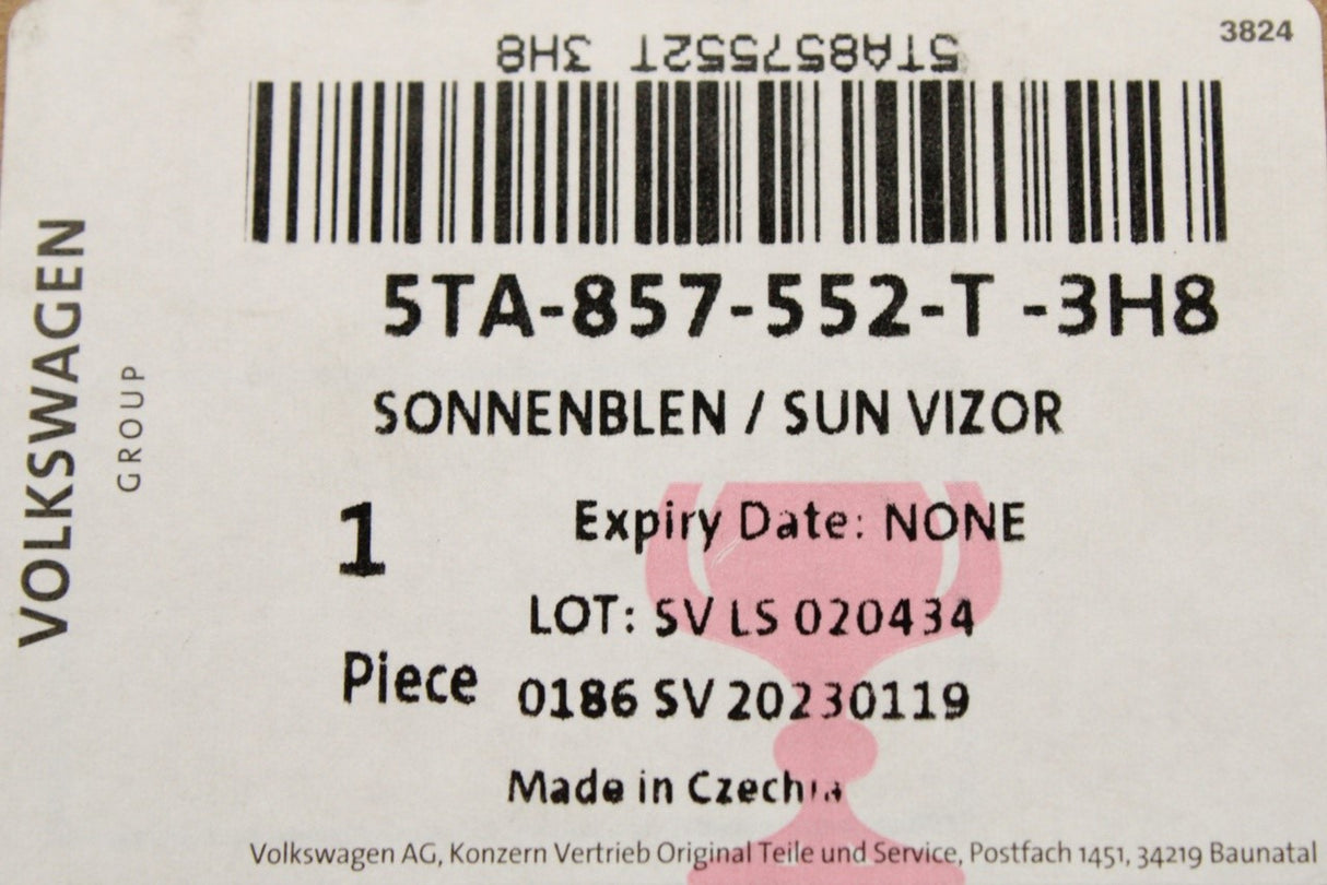VW Tiguan 16-24 Touran sun visor with mirror (right) 5TA857552T 3H8