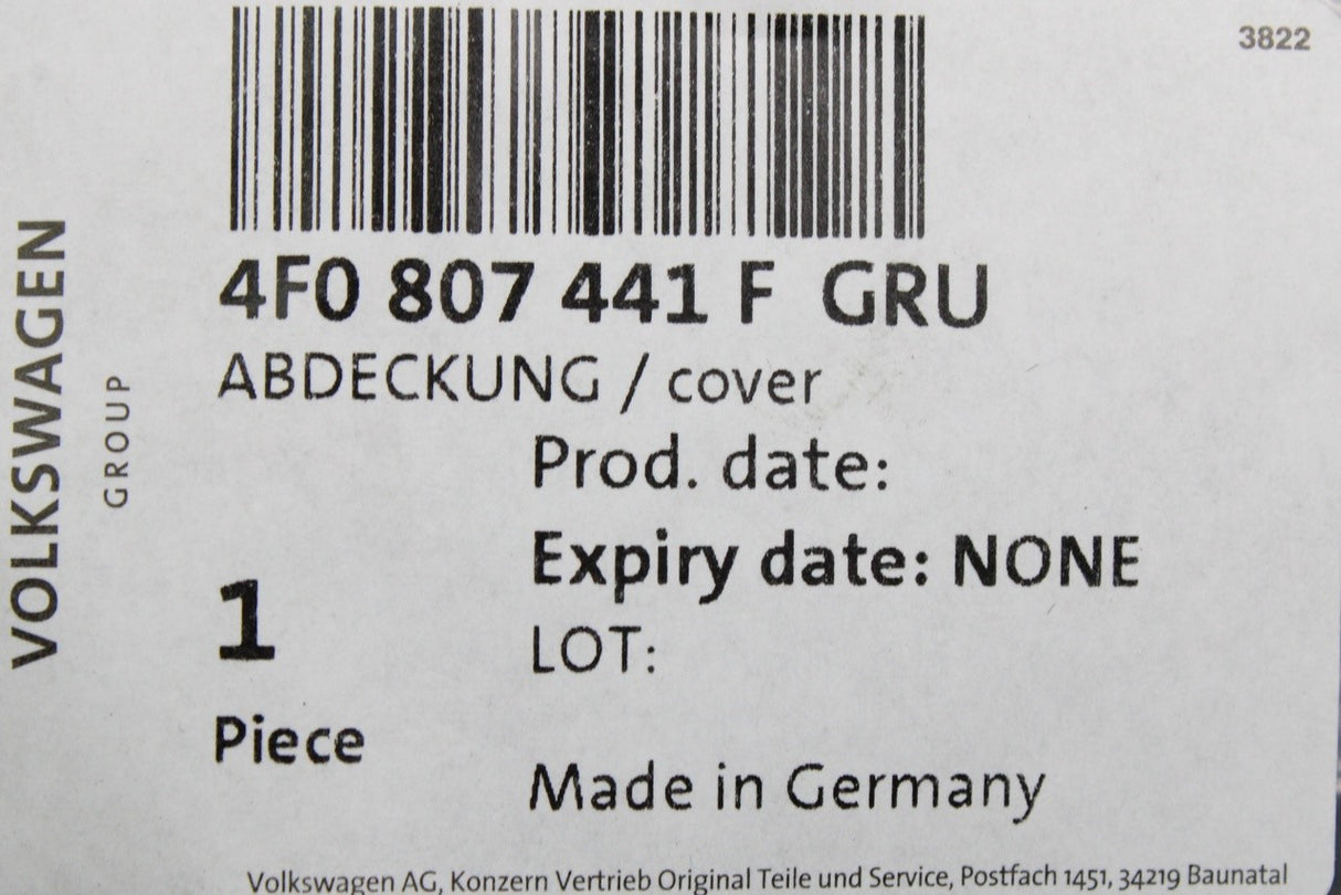Audi A6 2009-11 front towing eye cover 4F0807441F GRU