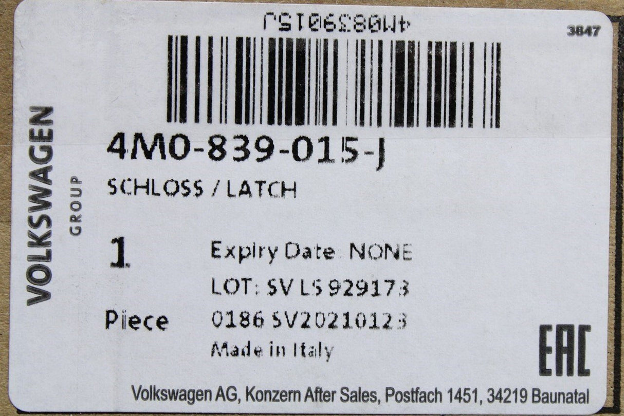 Audi Q7 SQ7 4M 2016-on rear door lock mechanism 4M0839015J