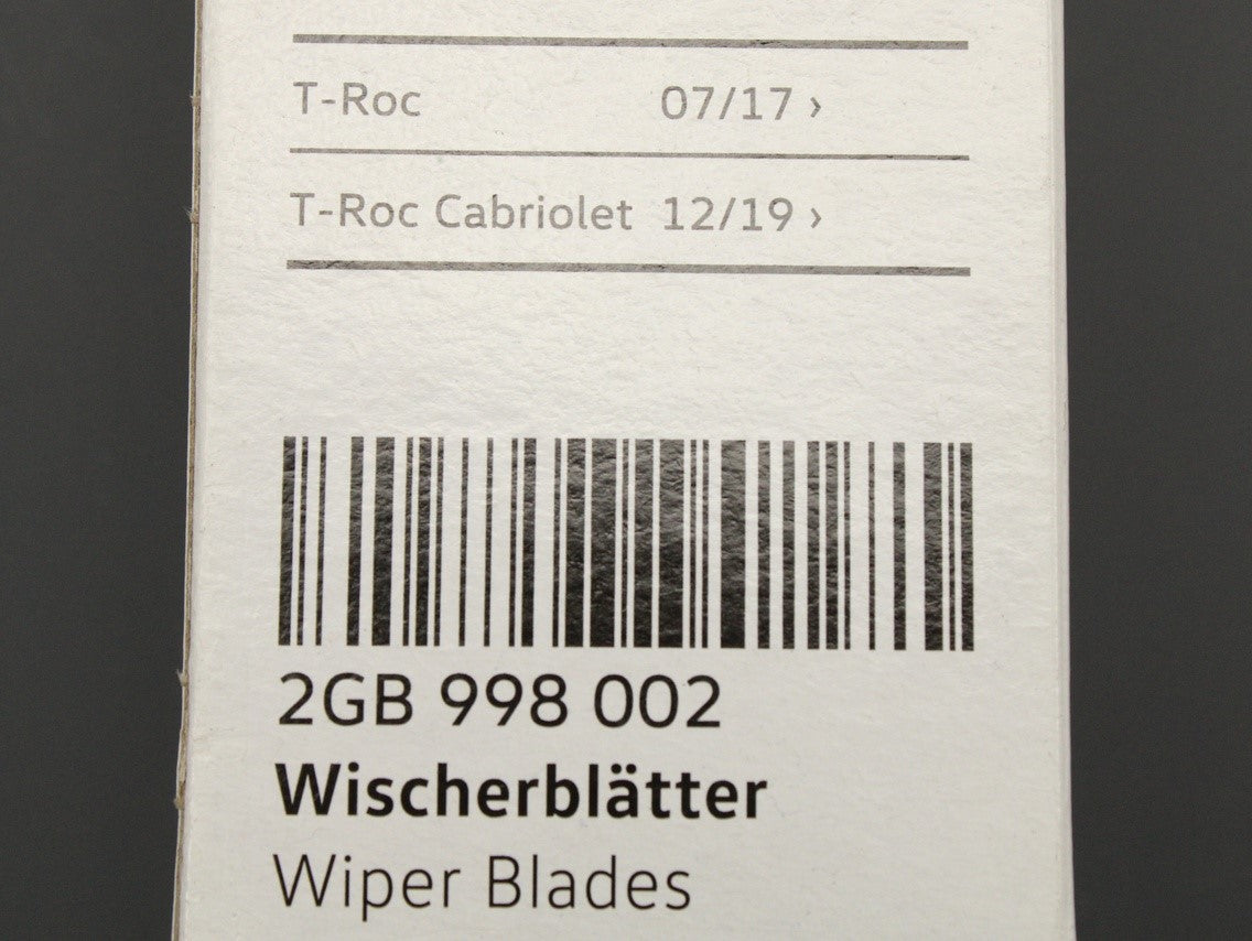 VW T-Roc 2018-on front windscreen wiper blades RHD 2GB998002