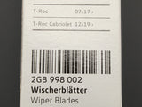 VW T-Roc 2018-on front windscreen wiper blades RHD 2GB998002