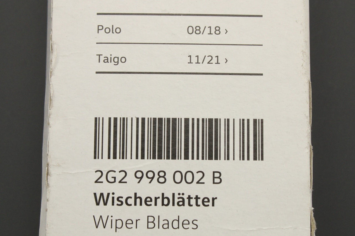 VW Polo AW 2018-on front windscreen wiper blades RHD 2G2998002B