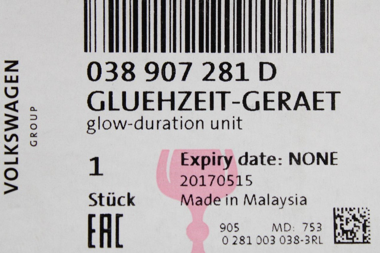 VW Audi Skoda SEAT Glow plug control unit relay J179 038907281D
