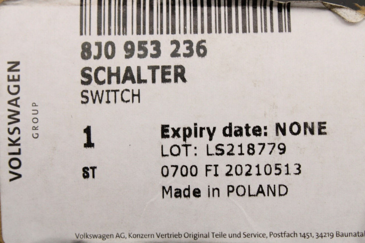 Audi TT TTS MK2 07-14 bonnet lock latch micro-switch 8J0953236