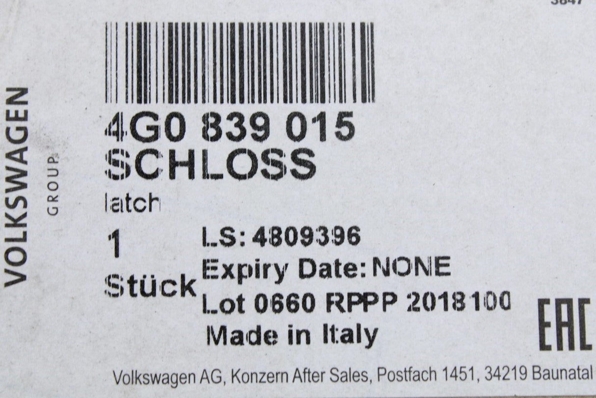 Audi A3 RS3 A6 RS6 A7 RS7 Q3 VW Touareg rear door lock (left) 4G0839015