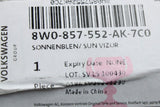 Audi A4 RS4 A5 S5 RS5 Q5 illuminated sun visor (right) 8W0857522AK 7C0