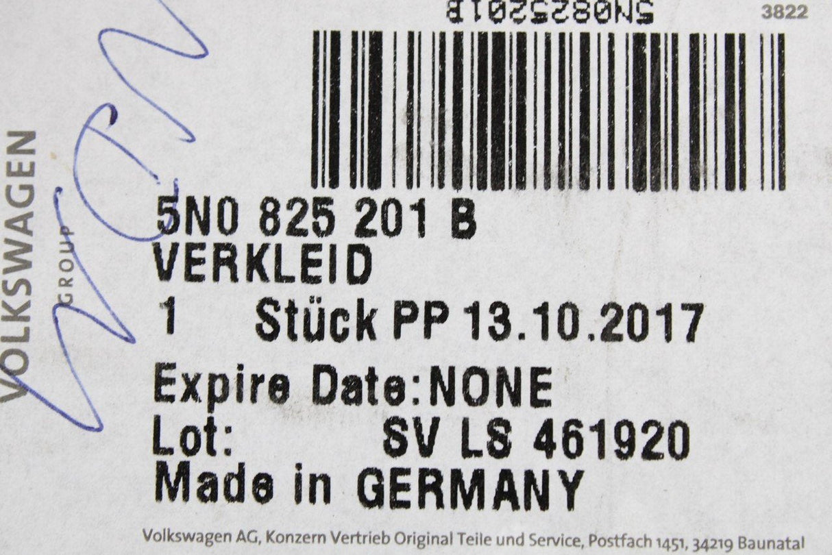 VW Tiguan 2008-2016 left underbody protection trim 5N0825201B