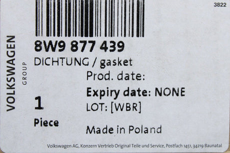 Audi A4 Q3 Q8 e-tron RS4 RSQ3 RSQ8 panoramic sunroof seal 8W9877439