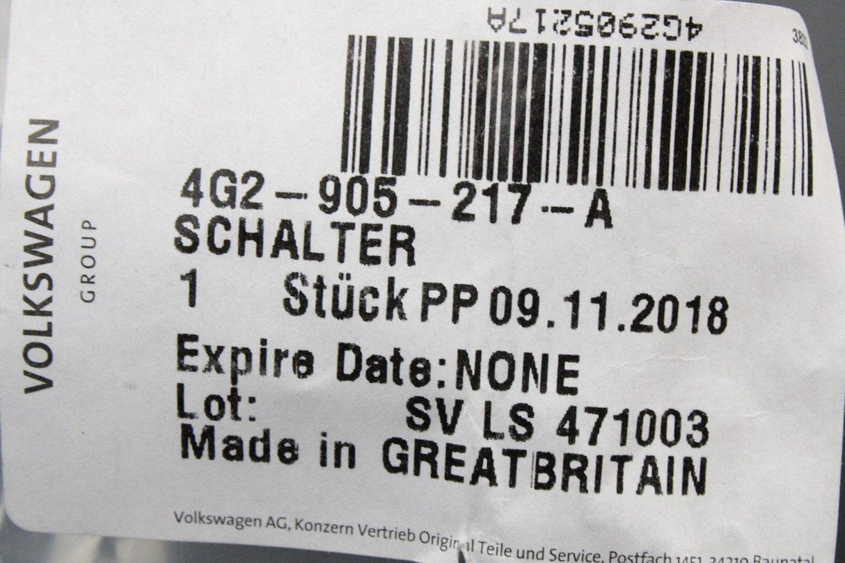 Audi A6 S6 RS6 A7 RS7 2011-18 engine start button (RHD) 4G2905217A