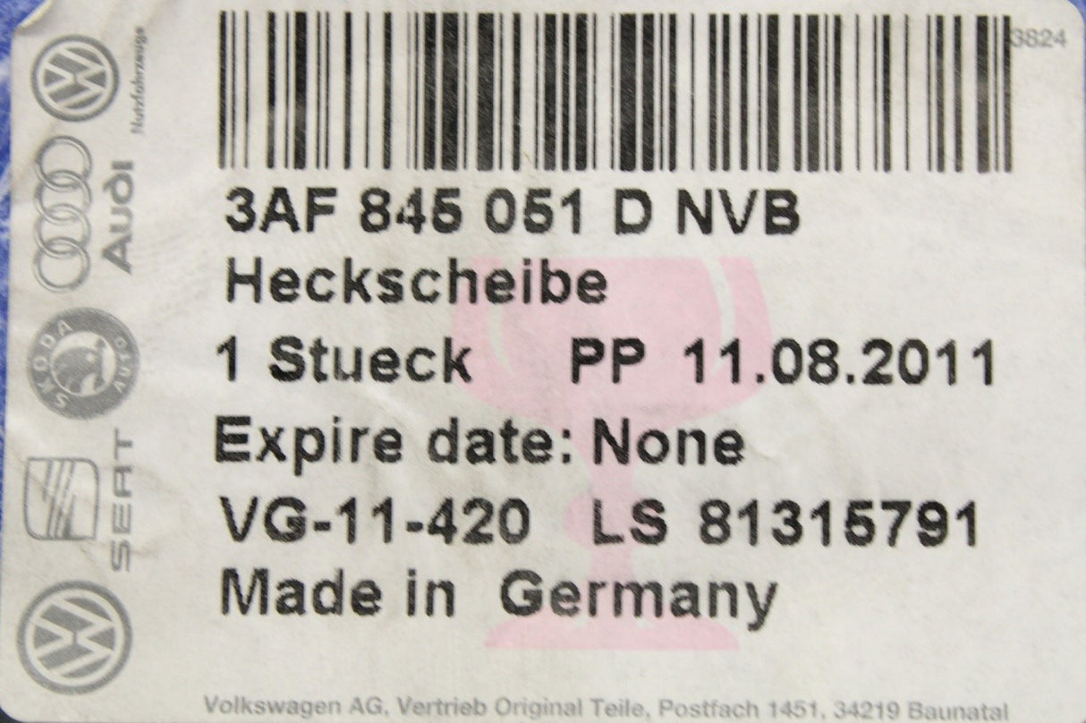 VW Passat B7 2011-2015 rear window glass (estate) 3AF845051D NVB