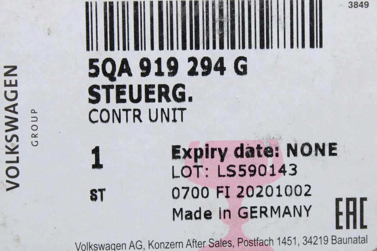 VW Transporter Audi A3 Skoda SEAT parking aid control module 5QA919294G