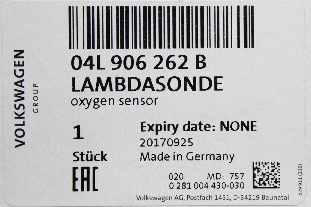 VW Beetle Jetta Audi A6 A7 A8 Q5 2.0 3.0 TDI lambda sensor 04L906262B