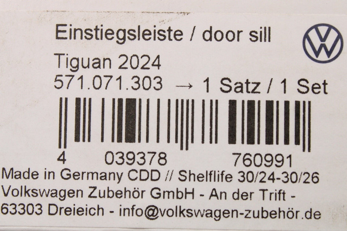 VW Tiguan 2024-on front door sill protectors (aluminium) 571071303