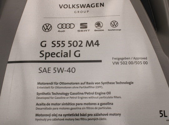 VW Audi Skoda SEAT 'Special G' 5W-40 light engine oil (5L) GS55502M4