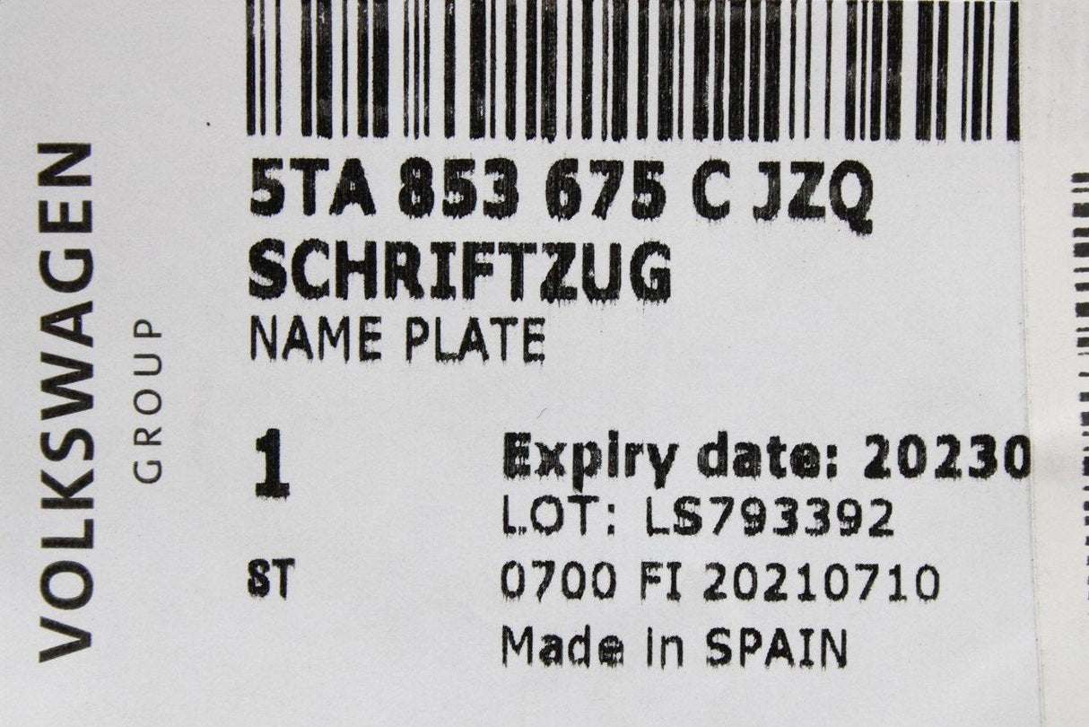 VW Tiguan Touran 2.0 TDI rear lettering badge (red/chrome) 5TA853675CJZQ
