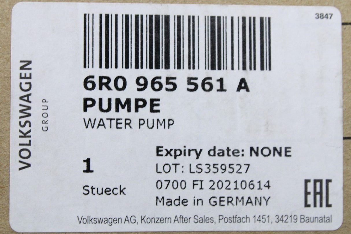 VW Polo Audi A1 RS4 RS6 Skoda SEAT additional coolant pump 6R0965561A