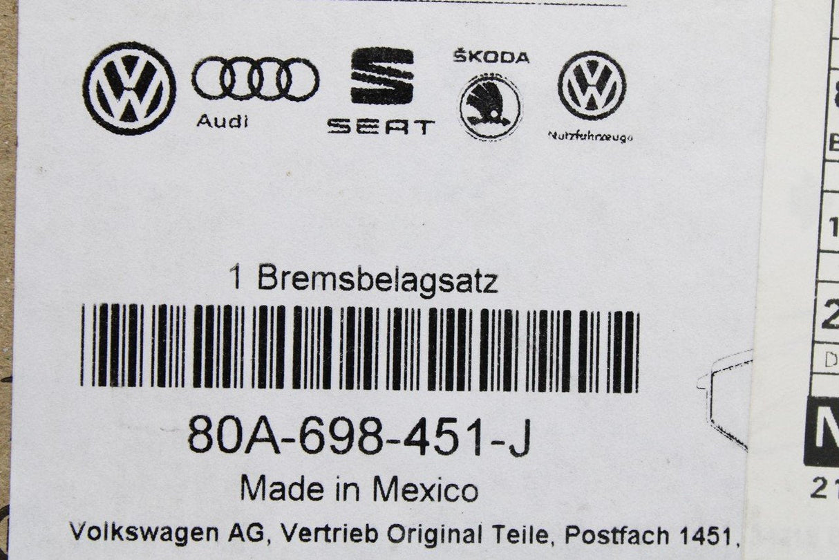 Audi Q5 2017-on brake pads set for 330x22mm (rear) 80A698451J