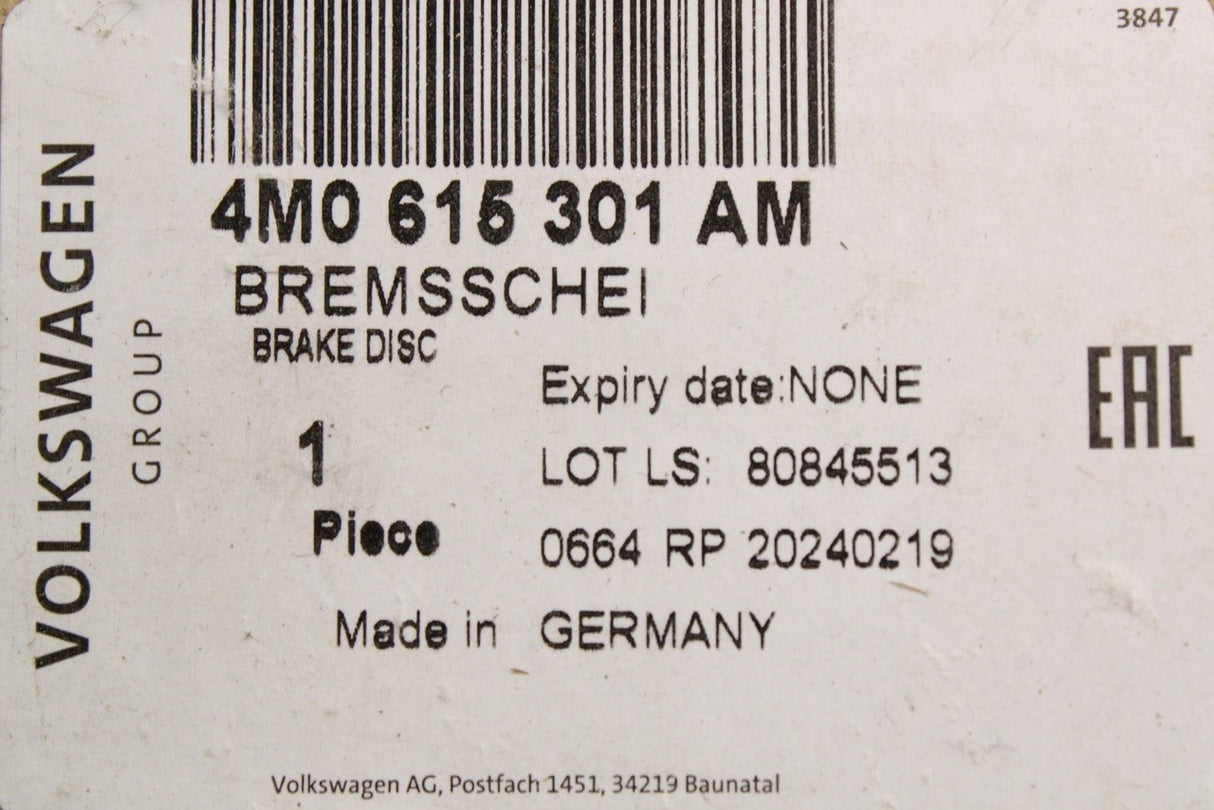 Audi RS4 B9 2018-on RS5 2018-on single brake disc (front) 4M0615301AM