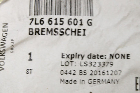 VW Touareg 03-10 Transporter T5 brake discs 314x22mm (rear) 7L6615601G