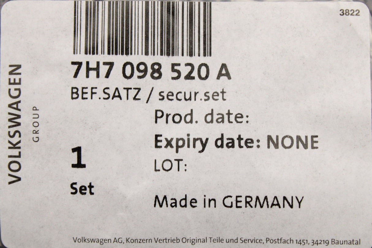 VW California T5 T5.1 T6 07-19 table top attachment parts kit 7H7098520A