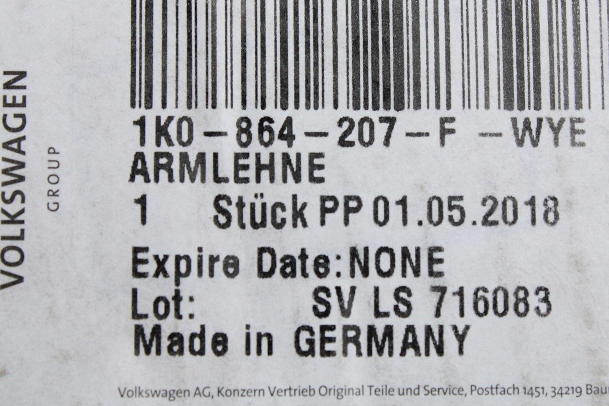 VW Golf Cabriolet Eos 11-16 centre console armrest lid 1K0864207F WYE
