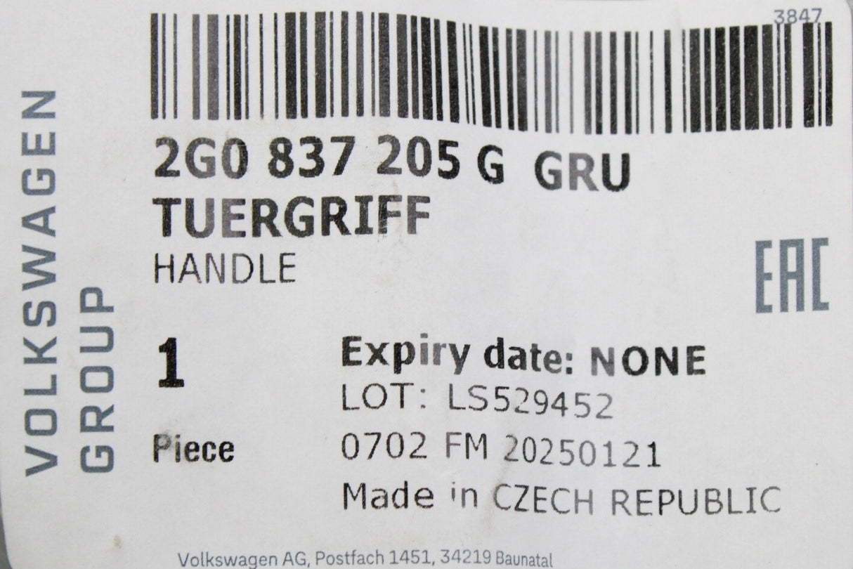 VW Polo AW 2018-on Taigo T-Cross 19-on door handle (left) 2G0837205G GRU