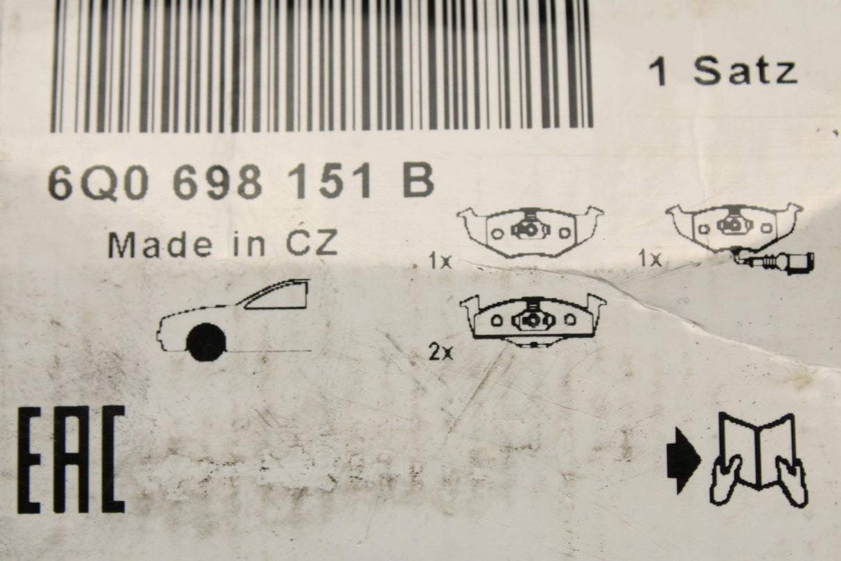 VW Polo 9N 9N3 02-09 Skoda Fabia 6Y 5J brake pads (front) 6Q0698151B