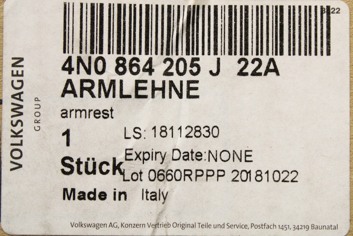 Audi A8 S8 D5 2018-on centre leather armrest 4N0864205J 22A