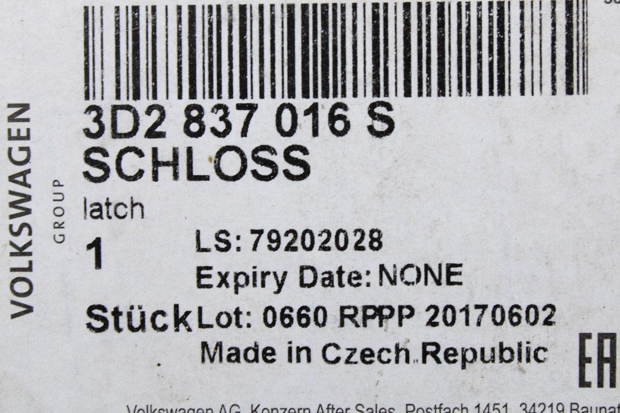 VW Golf MK5 Caddy Skoda Octavia Front door lock RHD (right) 3D2837016S