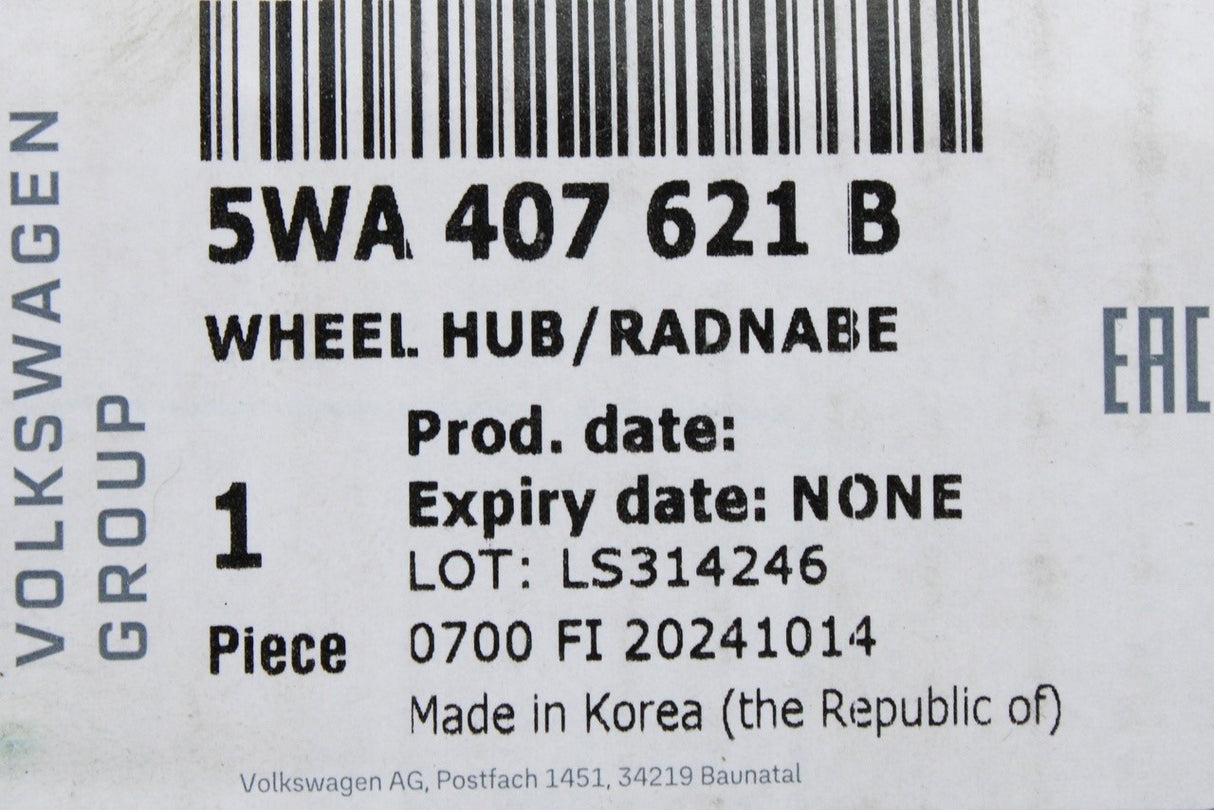 VW Audi Skoda SEAT CUPRA front wheel hub with bearing (x1) 5WA407621B