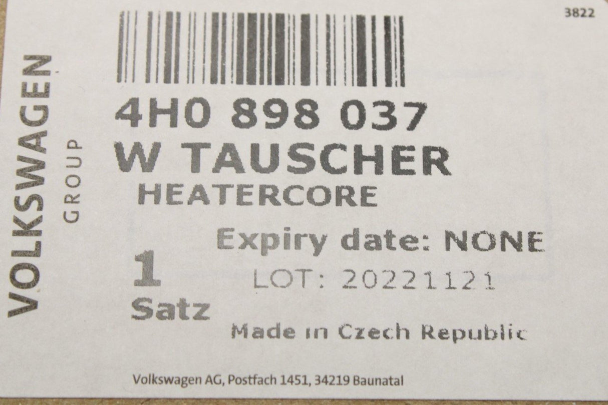 Audi A6 A7 A8 RS6 RS7 2010-2018 heater martix/heat exchanger 4H0898037