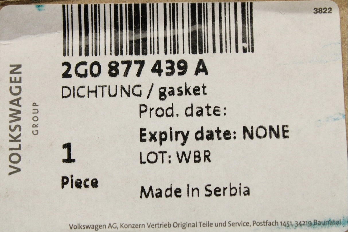 VW Golf MK8 Audi A3 SEAT CUPRA panoramic sunroof seal (inner) 2G0877439A