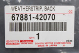 Toyota RAV4 2018-on boot lid weather strip seal (rear) 67881-42070