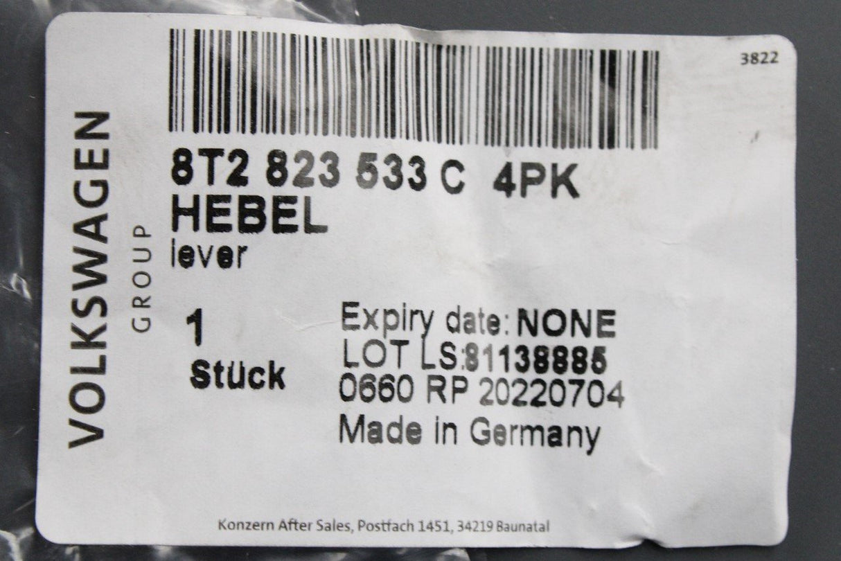 Audi A3 S3 8V 13-20 A4 A5 A6 A7 Q5 bonnet release handle 8T2823533C 4PK
