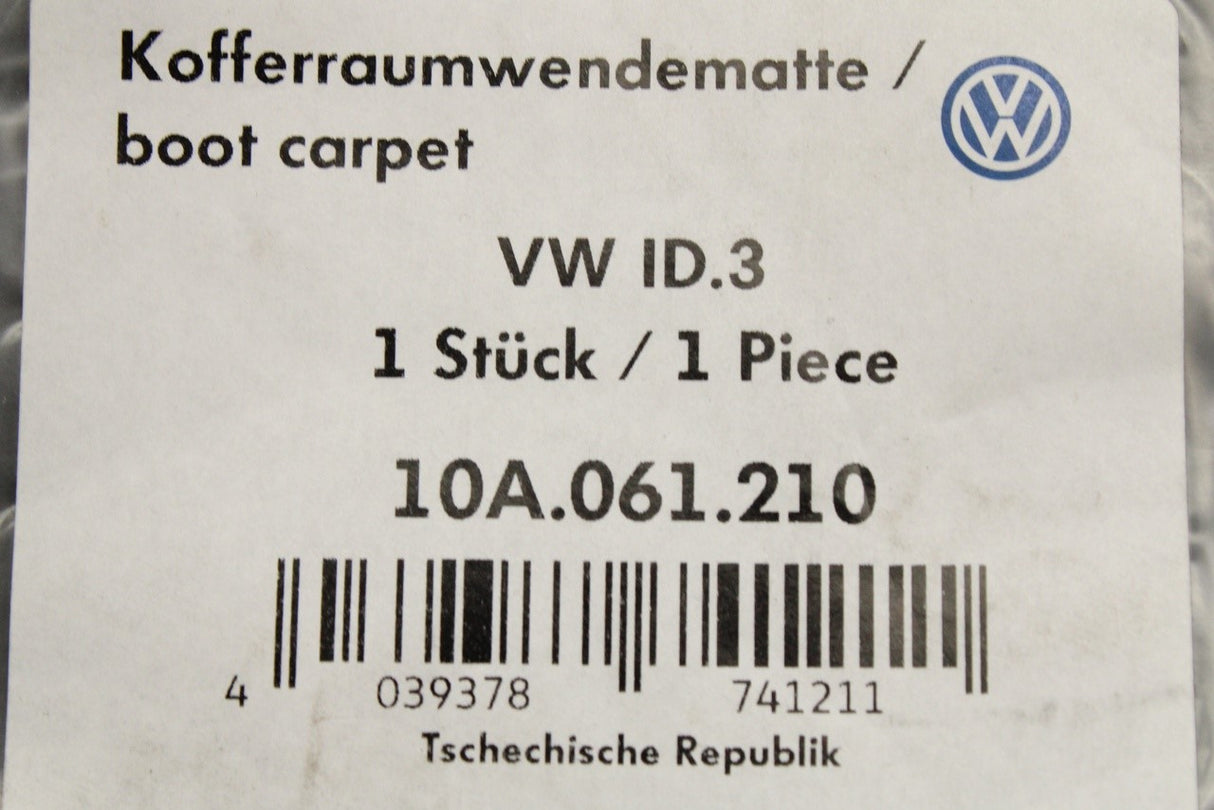 VW ID.3 2020-on reversible boot liner mat 10A061210