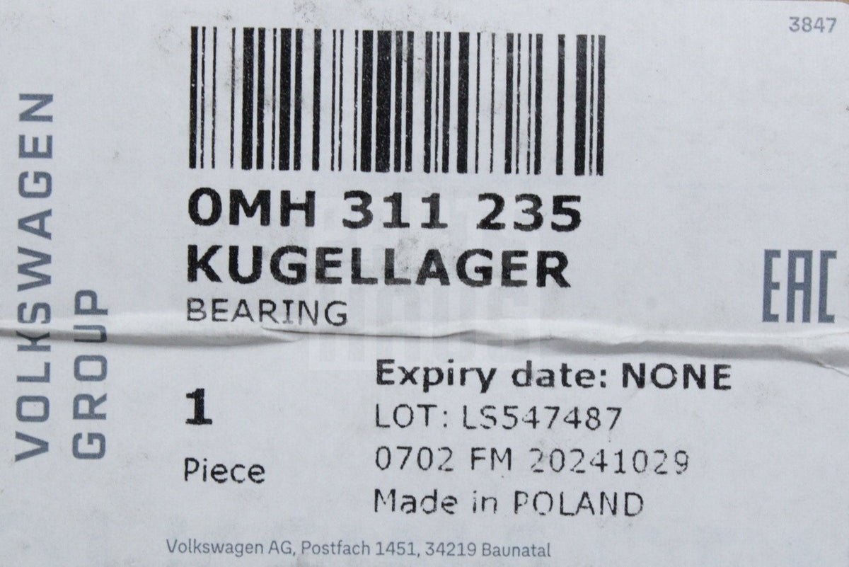 VW Audi Skoda SEAT CUPRA grooved ball bearing 0MH311235