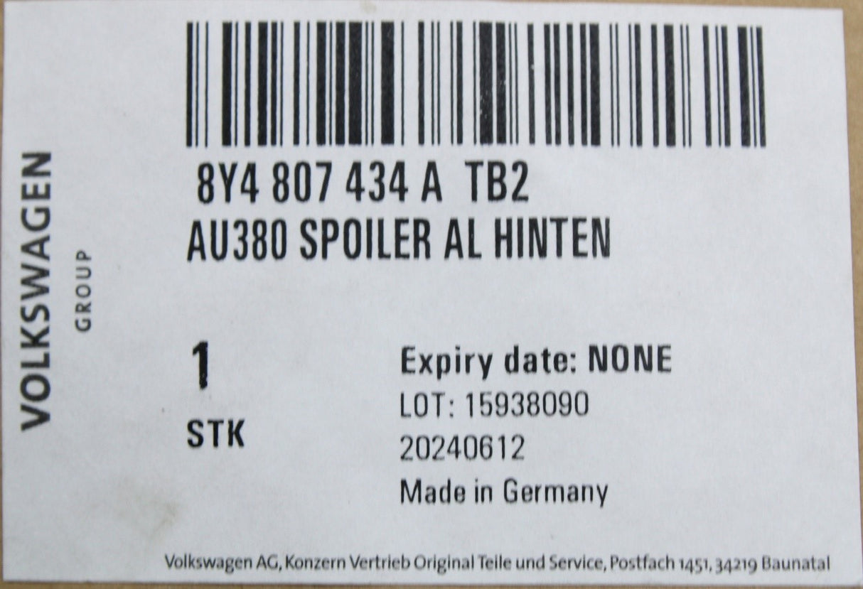 Audi A3 8Y Sportsback 2020-on rear bumper lower spoiler 8Y4807434A TB2