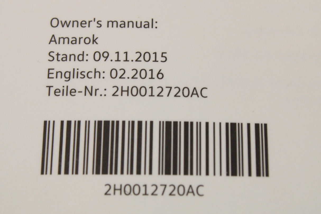 VW Amarok 2010-2017 owners manual 02.2016 2H0012720AC
