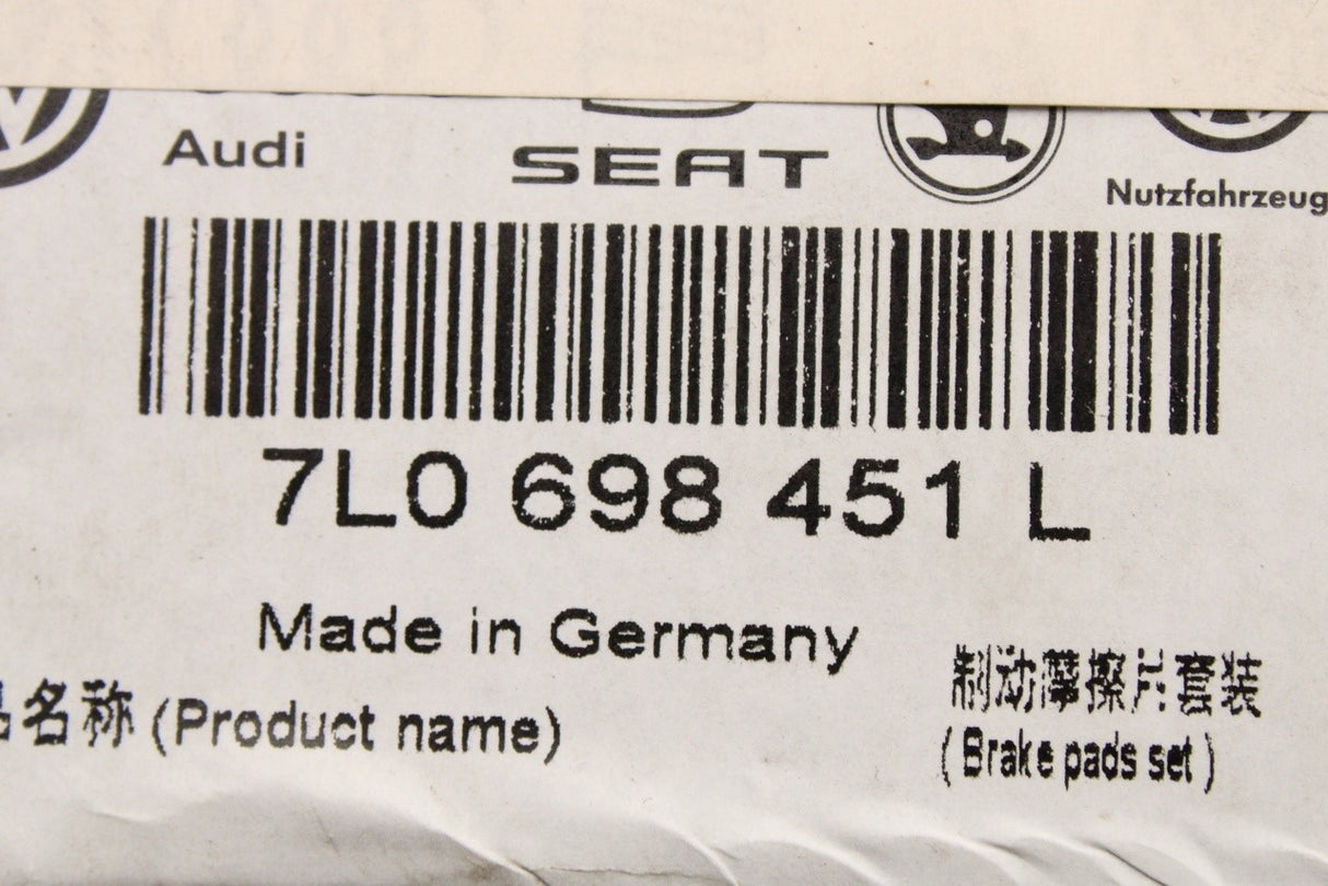 VW Touareg R50 07-10 Audi Q7 10-15 brake pads (rear) 7L0698451L