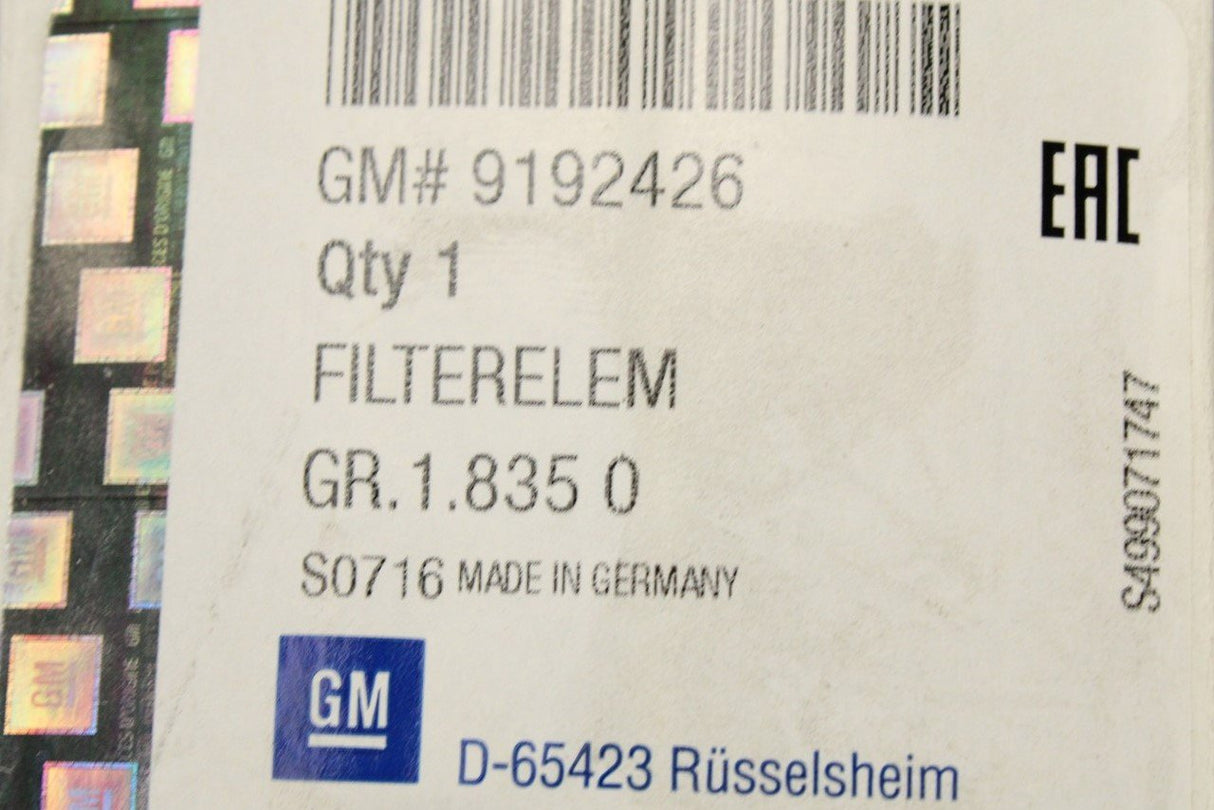 Vauxhall Vectra B C 1996-2008 oil filter 9192426