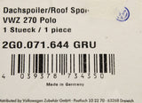 VW Polo AW 2018-on accessory roof spoiler 2G0071644 GRU