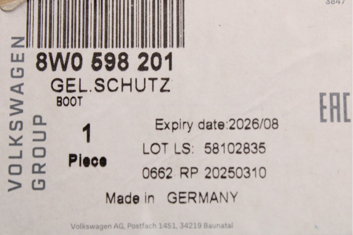 Audi A4 A5 S4 S5 RS5 2016-25 inner drive shaft boot kit (rear) 8W0598201