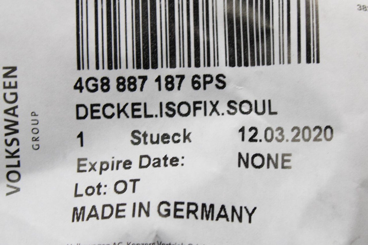Audi A6 A7 RS6 RS7 2011-2018 ISOFIX cover (rear) 4G8887187 6PS