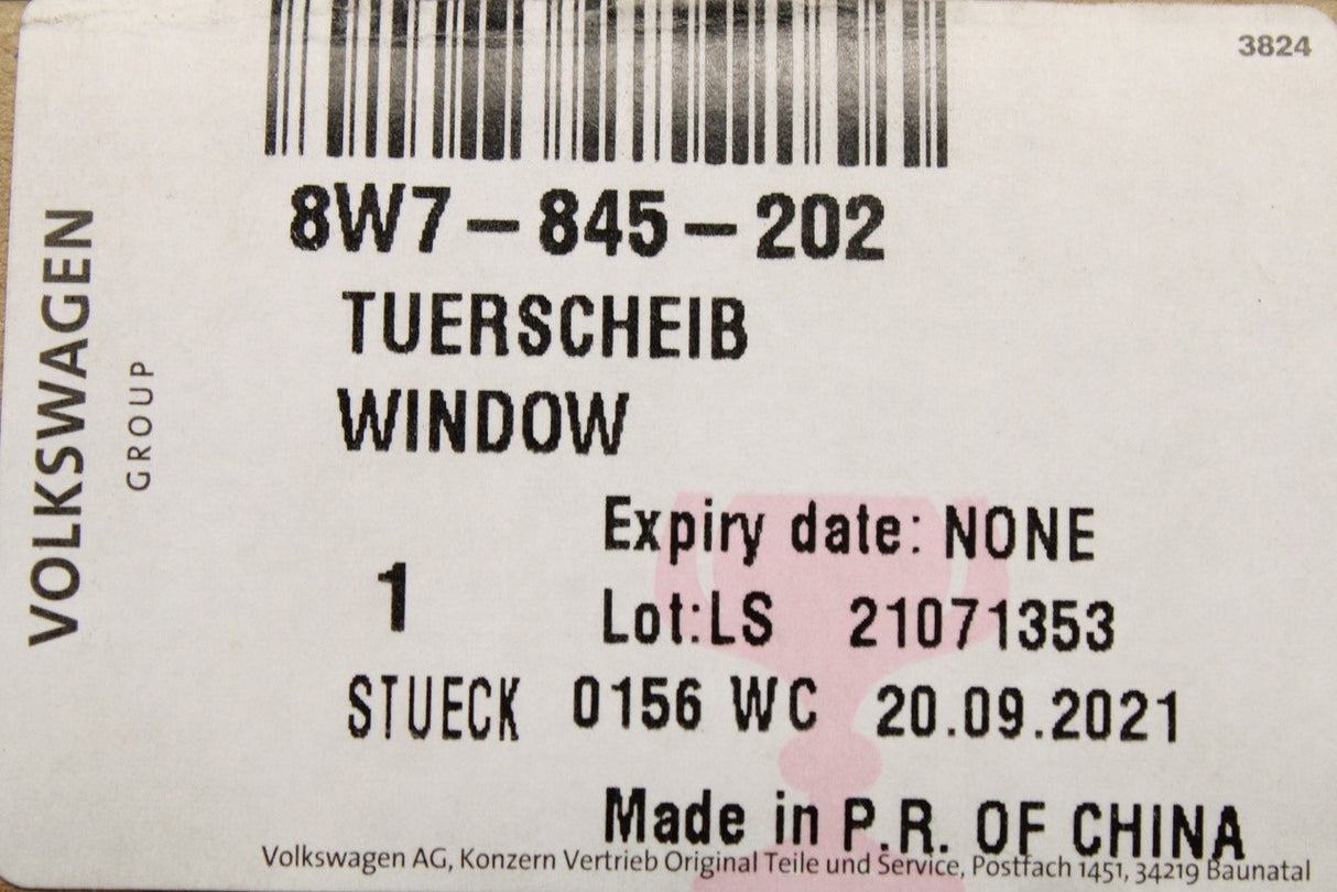 Audi A5 Cabriolet 2017-on front door window glass (right) 8W7845202