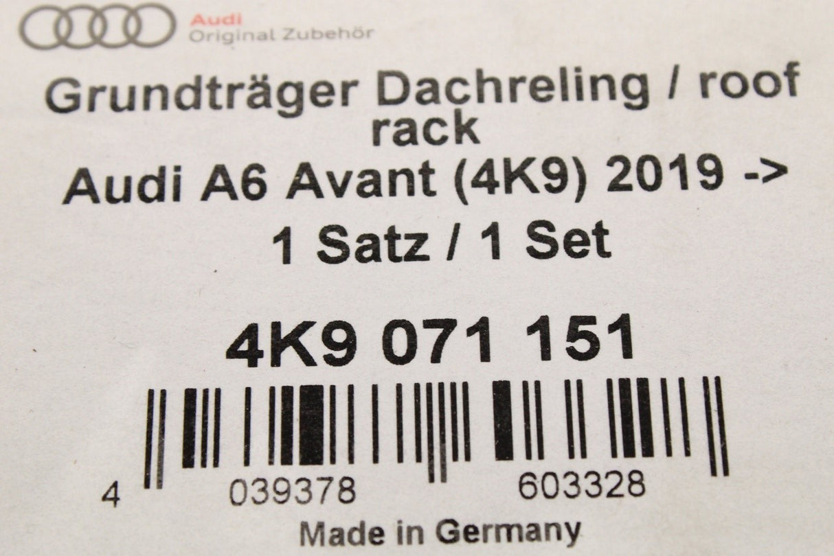Audi A6 S6 RS6 Avant C8 2019-on accessory roof bars set 4K9071151