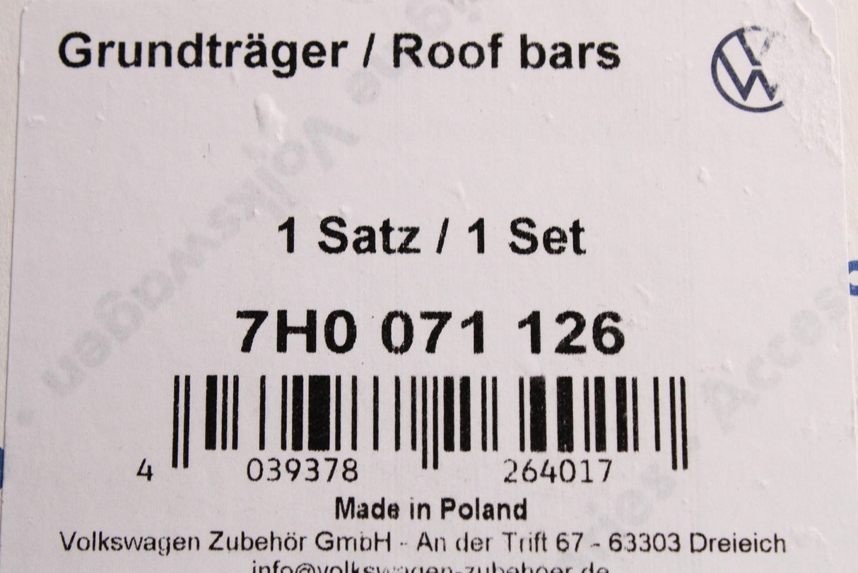 VW Transporter T5.1 T6 T6.1 2010-2024 accessory roof bars 7H0071126