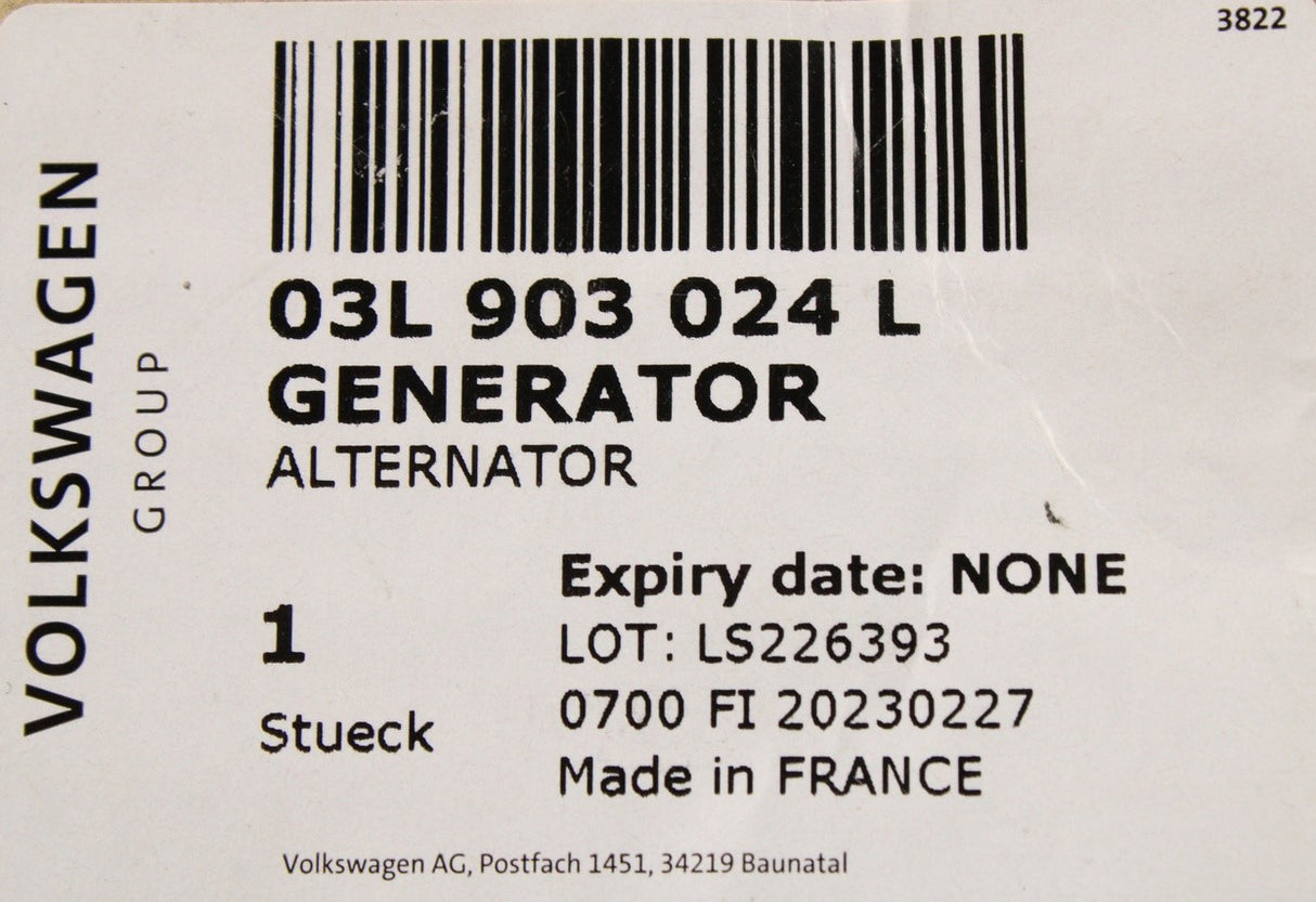 VW Crafter Audi A3 Skoda SEAT 12-on 180A alternator (2.0 TDI) 03L903024L