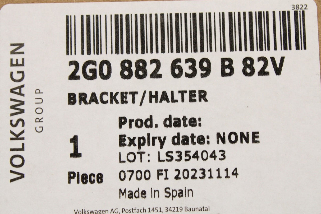 VW Polo T-Roc T-Cross underseat service booklet holder 2G0882639B 82V