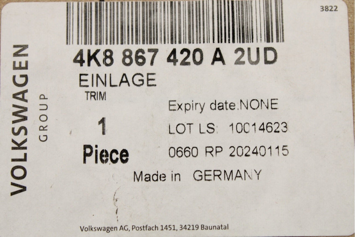 Audi A7 RS7 2019-on interior door panel trim (rear right) 4K8867420A 2UD