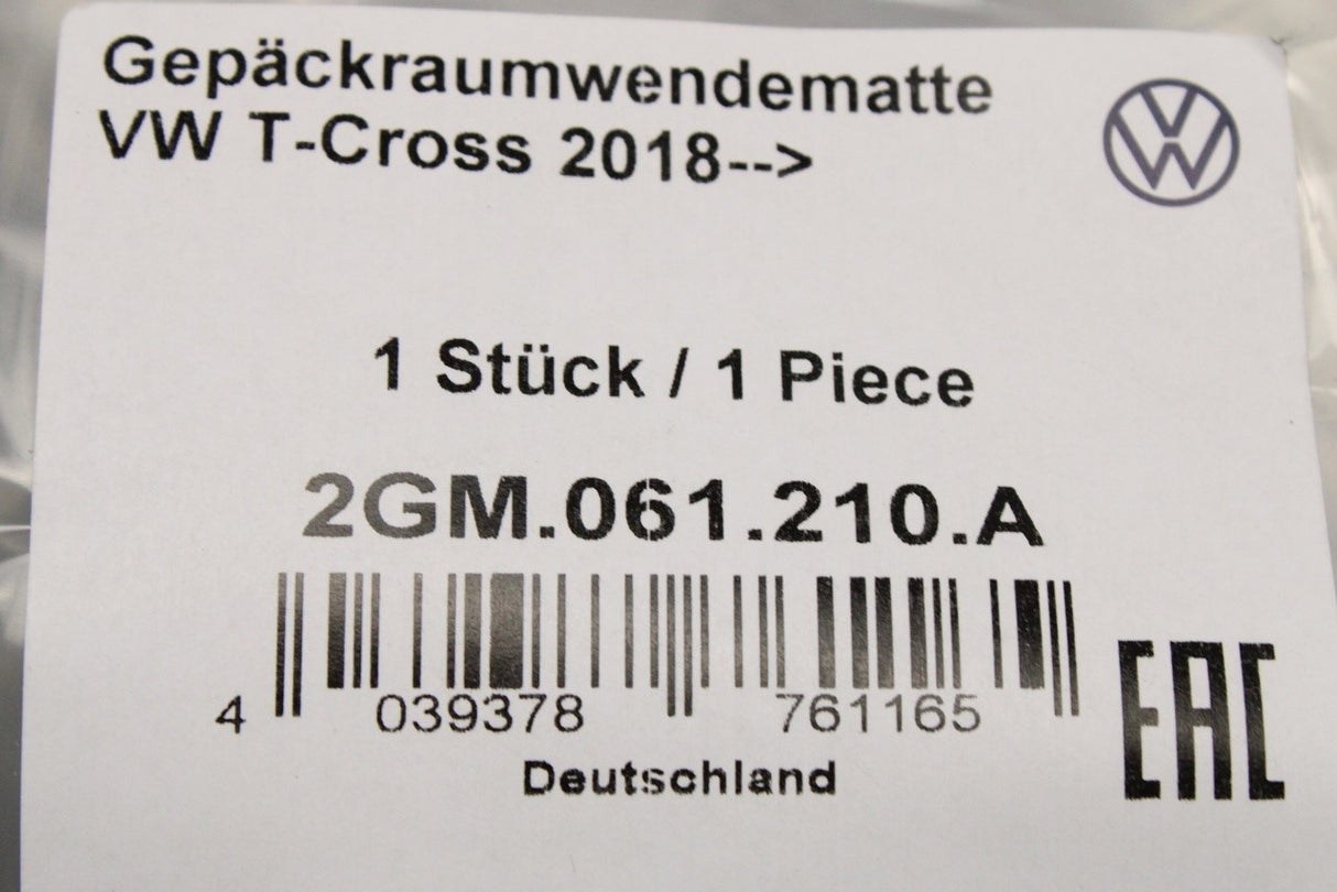 VW T-Cross 2019-on reversible boot liner mat 2GM061210A